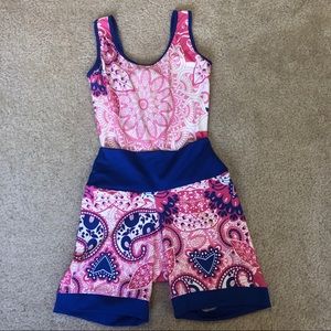 Pink & Blue Shorts Jumpsuit